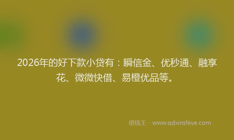2026年的好下款小贷有：瞬信金、优秒通、融享花、微微快借、易橙优品等。