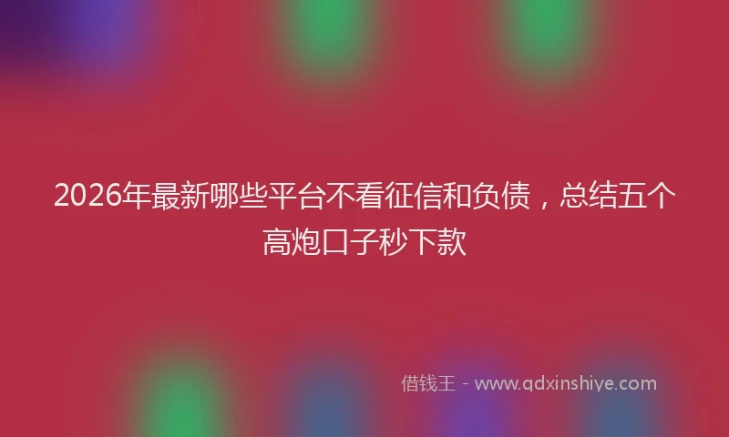 2026年最新哪些平台不看征信和负债，总结五个高炮口子秒下款