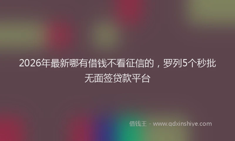 2026年最新哪有借钱不看征信的，罗列5个秒批无面签贷款平台