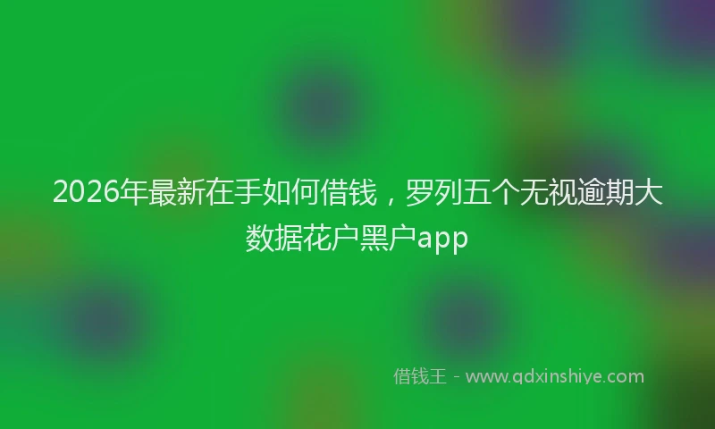 2026年最新在手如何借钱，罗列五个无视逾期大数据花户黑户app
