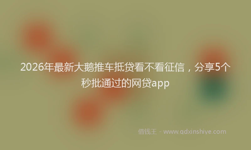 2026年最新大鹅推车抵贷看不看征信，分享5个秒批通过的网贷app