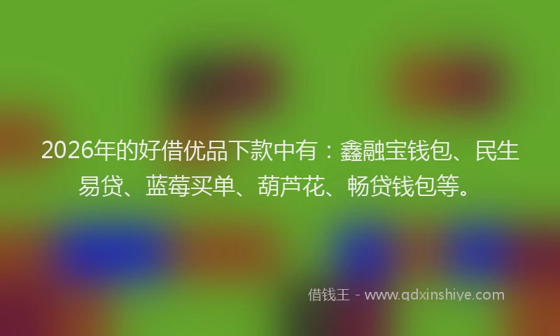 2026年的好借优品下款中有：鑫融宝钱包、民生易贷、蓝莓买单、葫芦花、畅贷钱包等。