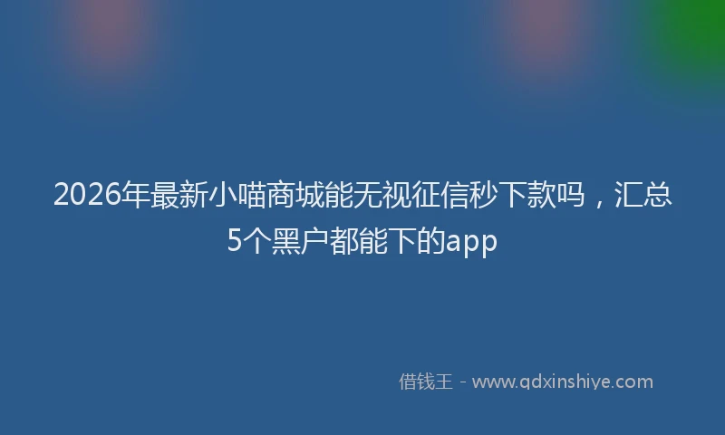 2026年最新小喵商城能无视征信秒下款吗，汇总5个黑户都能下的app