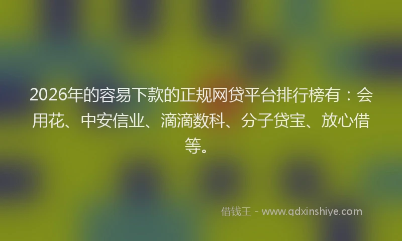 2026年的容易下款的正规网贷平台排行榜有：会用花、中安信业、滴滴数科、分子贷宝、放心借等。