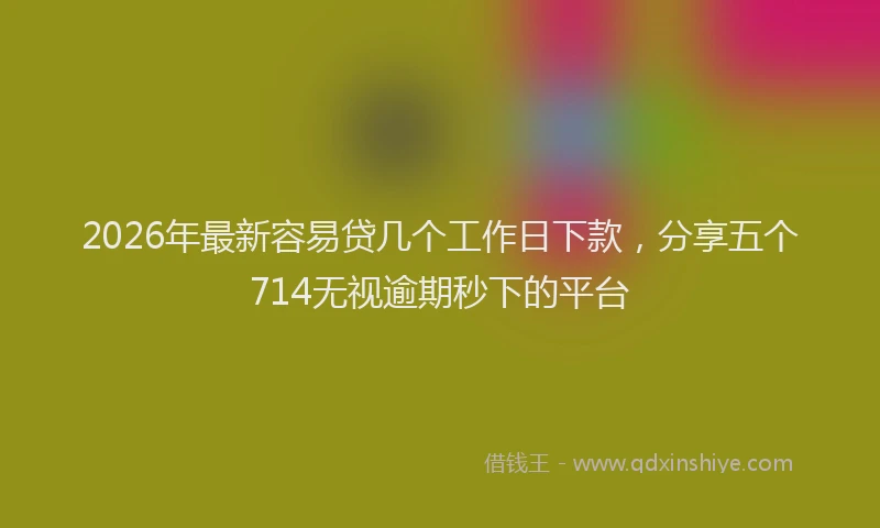 2026年最新容易贷几个工作日下款，分享五个714无视逾期秒下的平台