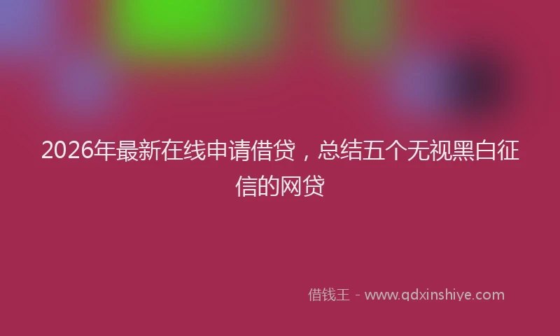2026年最新在线申请借贷，总结五个无视黑白征信的网贷