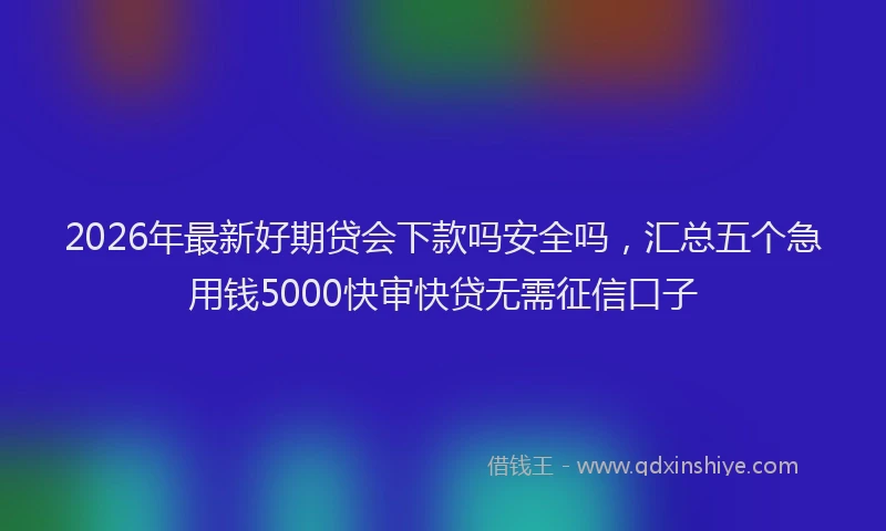 2026年最新好期贷会下款吗安全吗，汇总五个急用钱5000快审快贷无需征信口子