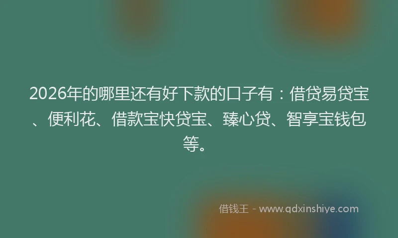 2026年的哪里还有好下款的口子有:借贷易贷宝、便利花、借款宝快贷宝、臻心贷、智享宝钱包等。