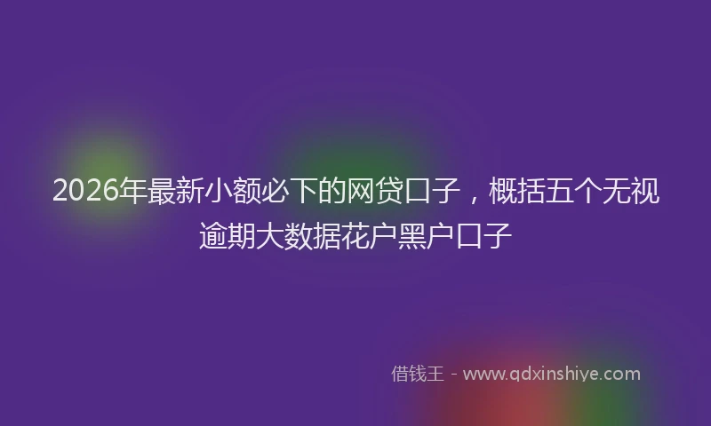 2026年最新小额必下的网贷口子，概括五个无视逾期大数据花户黑户口子