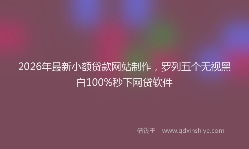 2026年最新小额贷款网站制作，罗列五个无视黑白100%秒下网贷软件