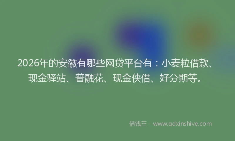 2026年的安徽有哪些网贷平台有：小麦粒借款、现金驿站、普融花、现金侠借、好分期等。