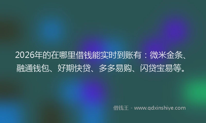 2026年的在哪里借钱能实时到账有：微米金条、融通钱包、好期快贷、多多易购、闪贷宝易等。