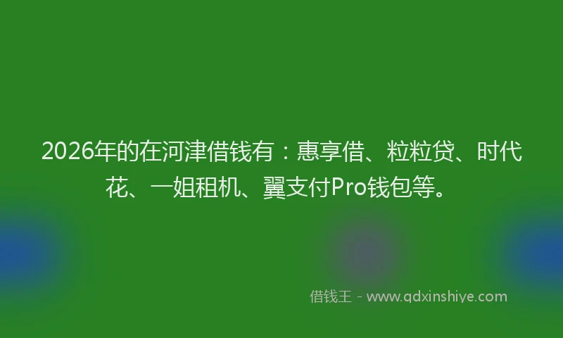 2026年的在河津借钱有:惠享借、粒粒贷、时代花、一姐租机、翼支付Pro钱包等。