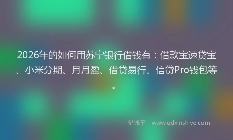 2026年的如何用苏宁银行借钱有：借款宝速贷宝、小米分期、月月盈、借贷易行、信贷Pro钱包等。