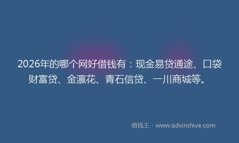 2026年的哪个网好借钱有：现金易贷通途、口袋财富贷、金瀛花、青石信贷、一川商城等。