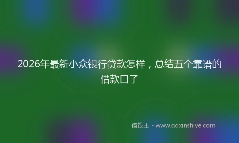 2026年最新小众银行贷款怎样，总结五个靠谱的借款口子
