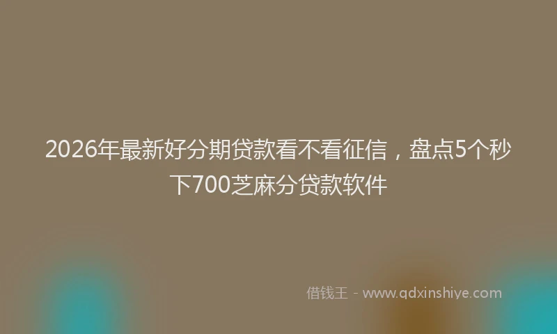 2026年最新好分期贷款看不看征信，盘点5个秒下700芝麻分贷款软件