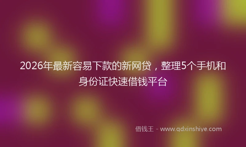 2026年最新容易下款的新网贷，整理5个手机和身份证快速借钱平台