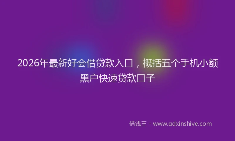 2026年最新好会借贷款入口，概括五个手机小额黑户快速贷款口子