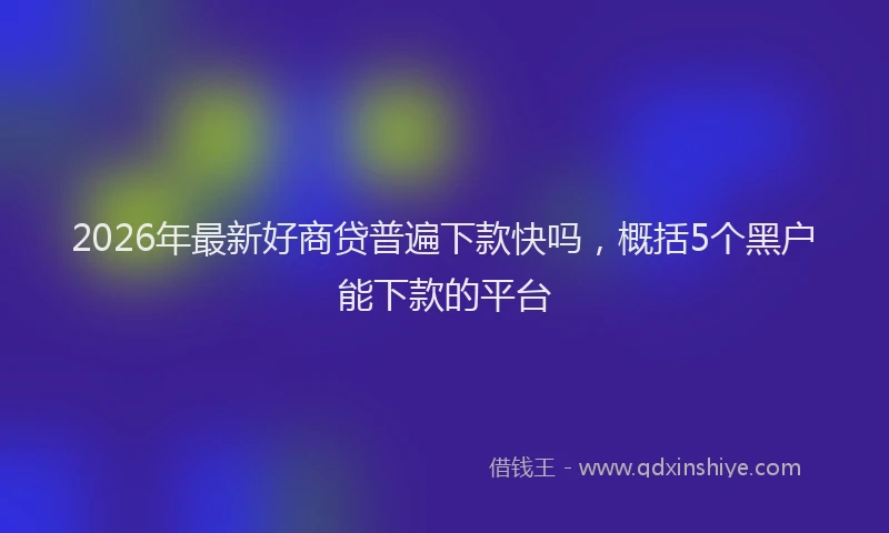 2026年最新好商贷普遍下款快吗，概括5个黑户能下款的平台