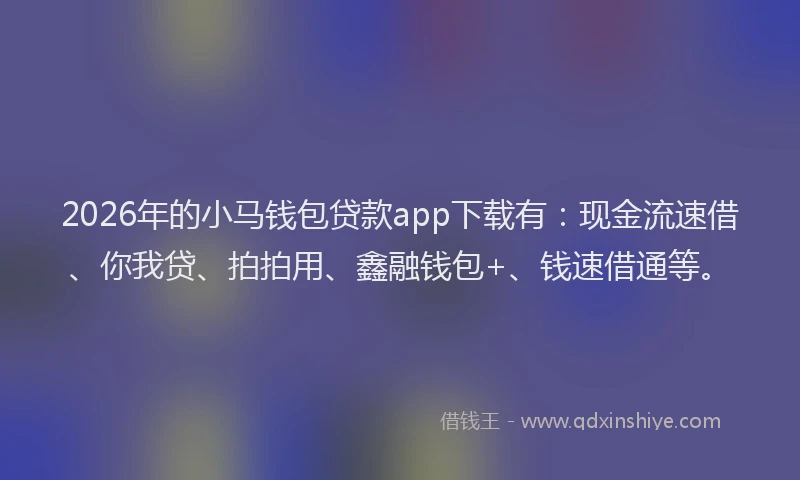 2026年的小马钱包贷款app下载有：现金流速借、你我贷、拍拍用、鑫融钱包+、钱速借通等。