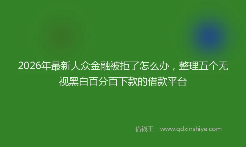 2026年最新大众金融被拒了怎么办,整理五个无视黑白百分百下款的借款平台