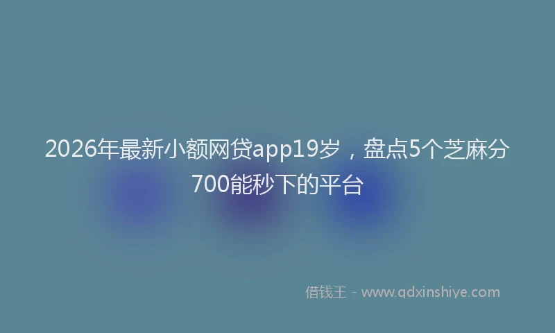 2026年最新小额网贷app19岁，盘点5个芝麻分700能秒下的平台