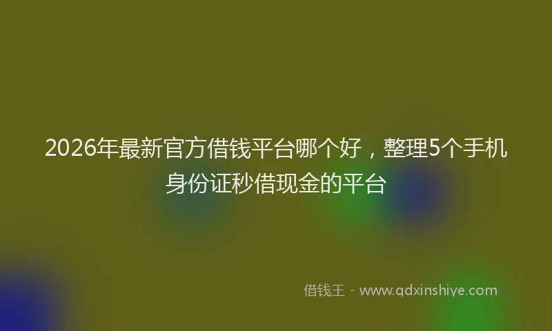 2026年最新官方借钱平台哪个好，整理5个手机身份证秒借现金的平台