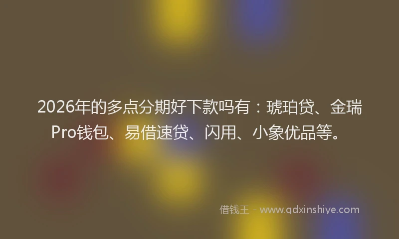 2026年的多点分期好下款吗有:琥珀贷、金瑞Pro钱包、易借速贷、闪用、小象优品等。