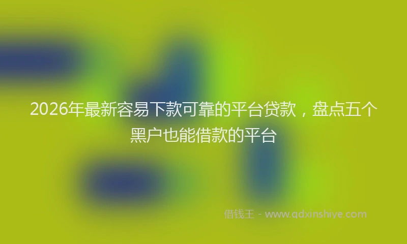 2026年最新容易下款可靠的平台贷款，盘点五个黑户也能借款的平台