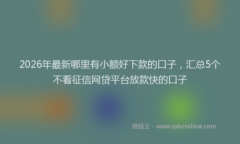 2026年最新哪里有小额好下款的口子,汇总5个不看征信网贷平台放款快的口子