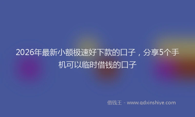 2026年最新小额极速好下款的口子，分享5个手机可以临时借钱的口子