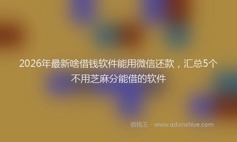 2026年最新啥借钱软件能用微信还款，汇总5个不用芝麻分能借的软件
