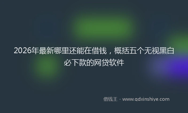 2026年最新哪里还能在借钱,概括五个无视黑白必下款的网贷软件
