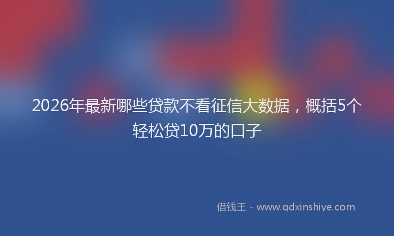 2026年最新哪些贷款不看征信大数据,概括5个轻松贷10万的口子