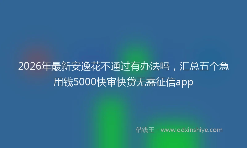 2026年最新安逸花不通过有办法吗，汇总五个急用钱5000快审快贷无需征信app