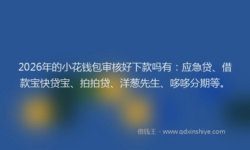 2026年的小花钱包审核好下款吗有：应急贷、借款宝快贷宝、拍拍贷、洋葱先生、哆哆分期等。
