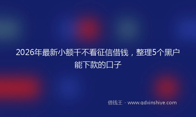 2026年最新小额千不看征信借钱，整理5个黑户能下款的口子