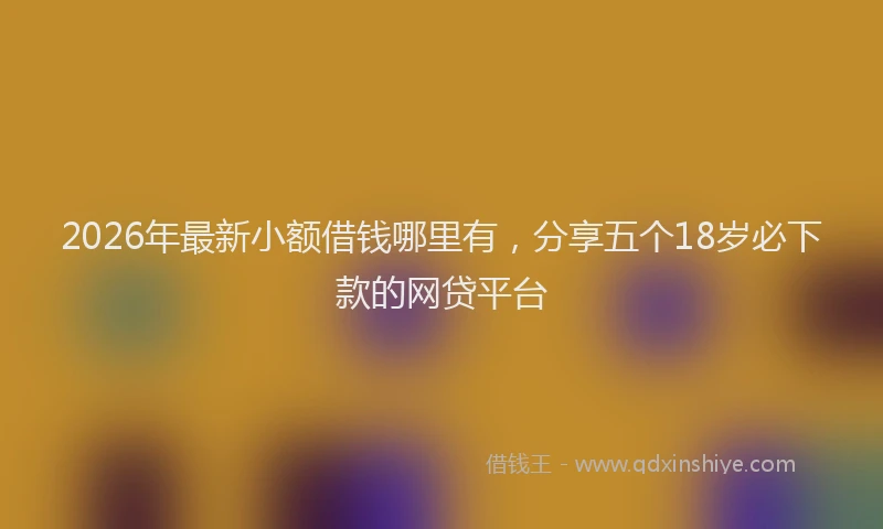 2026年最新小额借钱哪里有，分享五个18岁必下款的网贷平台