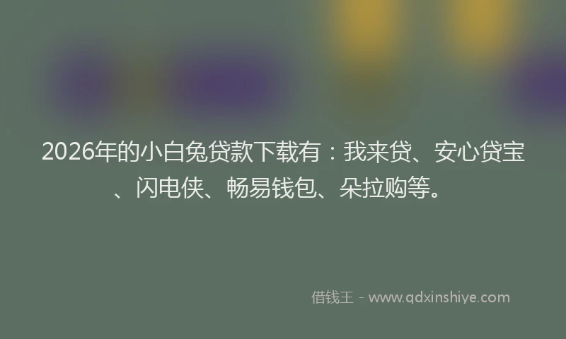 2026年的小白兔贷款下载有：我来贷、安心贷宝、闪电侠、畅易钱包、朵拉购等。