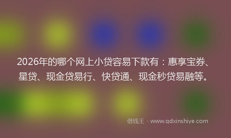 2026年的哪个网上小贷容易下款有：惠享宝券、星贷、现金贷易行、快贷通、现金秒贷易融等。