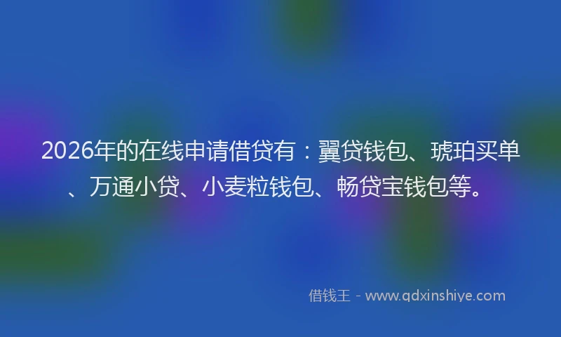 2026年的在线申请借贷有:翼贷钱包、琥珀买单、万通小贷、小麦粒钱包、畅贷宝钱包等。