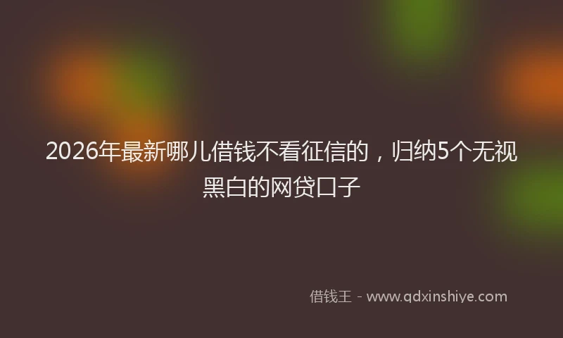2026年最新哪儿借钱不看征信的,归纳5个无视黑白的网贷口子