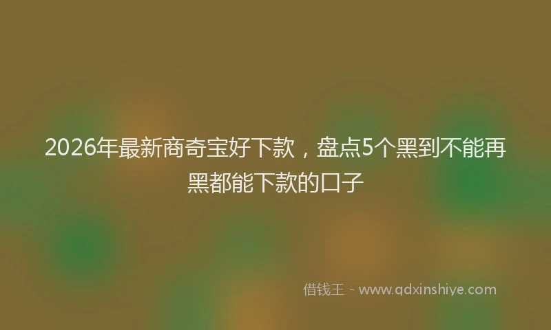 2026年最新商奇宝好下款,盘点5个黑到不能再黑都能下款的口子