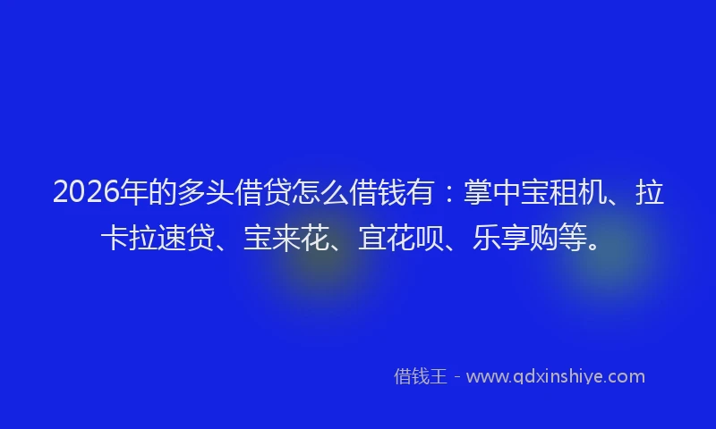 2026年的多头借贷怎么借钱有：掌中宝租机、拉卡拉速贷、宝来花、宜花呗、乐享购等。