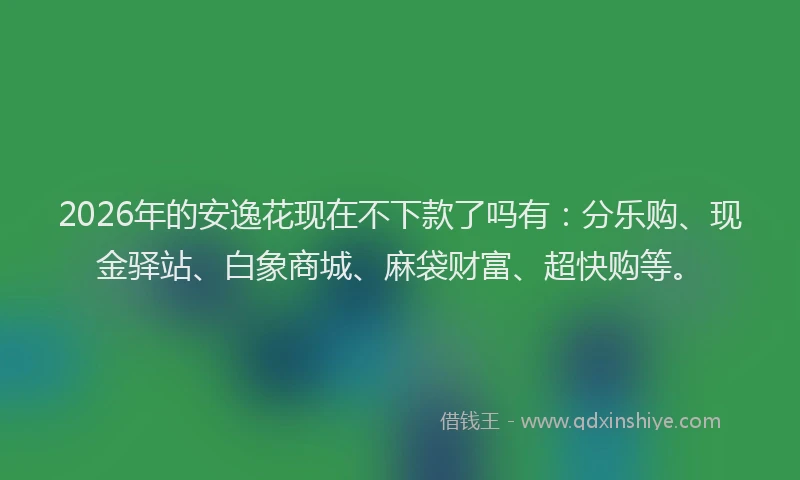 2026年的安逸花现在不下款了吗有：分乐购、现金驿站、白象商城、麻袋财富、超快购等。