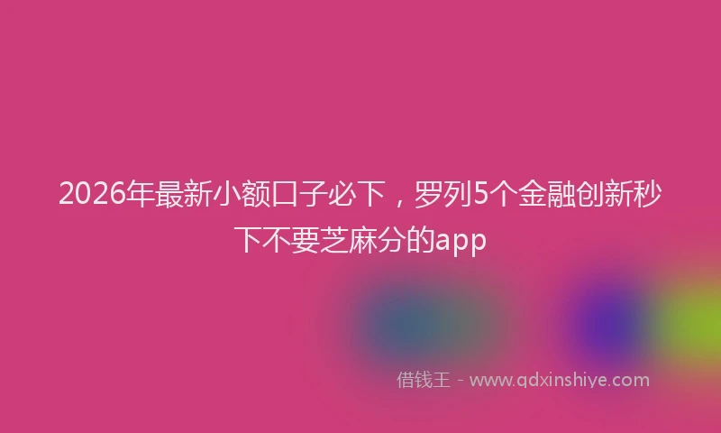2026年最新小额口子必下，罗列5个金融创新秒下不要芝麻分的app