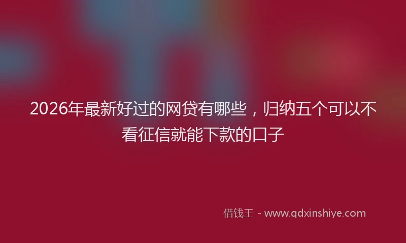 2026年最新好过的网贷有哪些，归纳五个可以不看征信就能下款的口子
