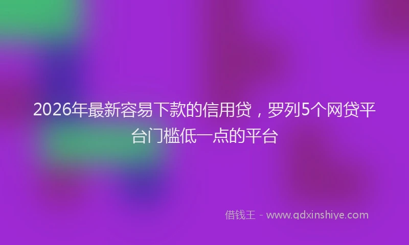 2026年最新容易下款的信用贷，罗列5个网贷平台门槛低一点的平台