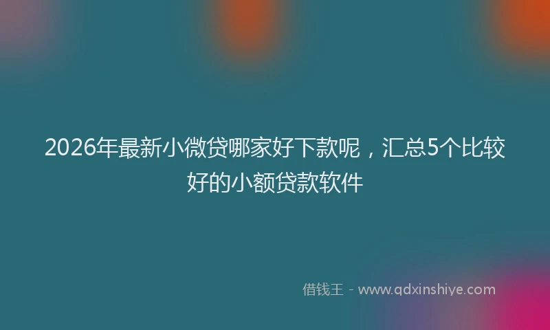 2026年最新小微贷哪家好下款呢，汇总5个比较好的小额贷款软件